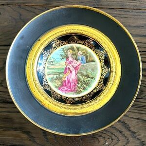 Vintage Regency Bone China Wall Decor Hammered Brass Plate Made in England